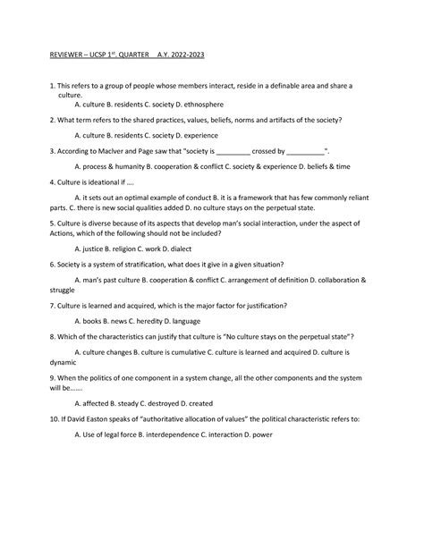 cagayan state university entrance exam reviewer pdf|Understanding Culture, Society, and Politics Reviewer.